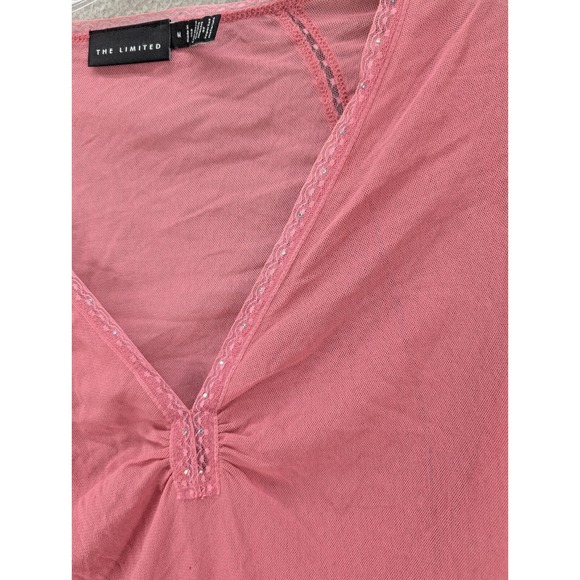 The Limited Mesh Top Women's M Flare Sleeves Embellished Rhinestone V-Neck Y2K‎ - Picture 4 of 13